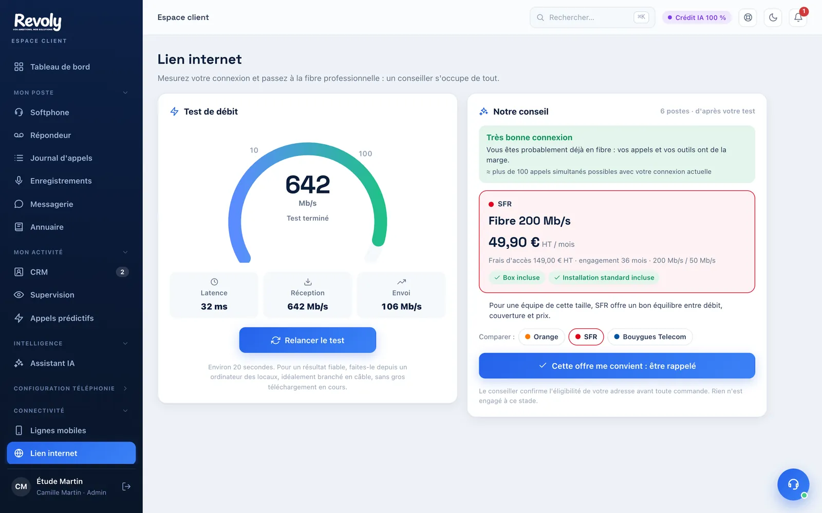 Test de débit & fibre