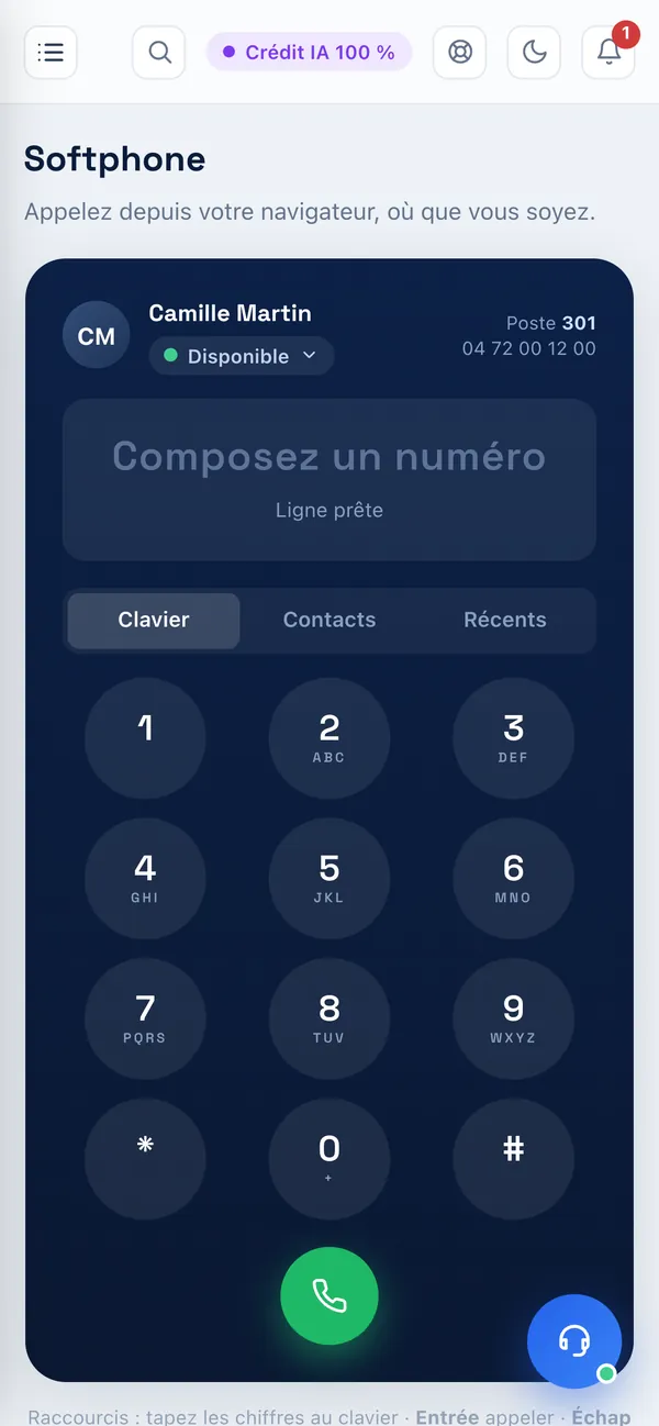 Softphone Revoly sur smartphone